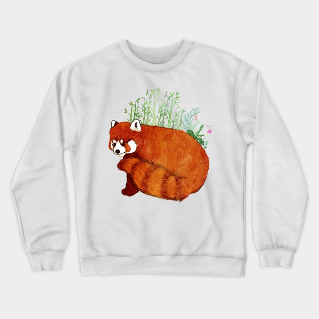 Red Panda Crewneck Sweatshirt by KatherineBlowerDesigns